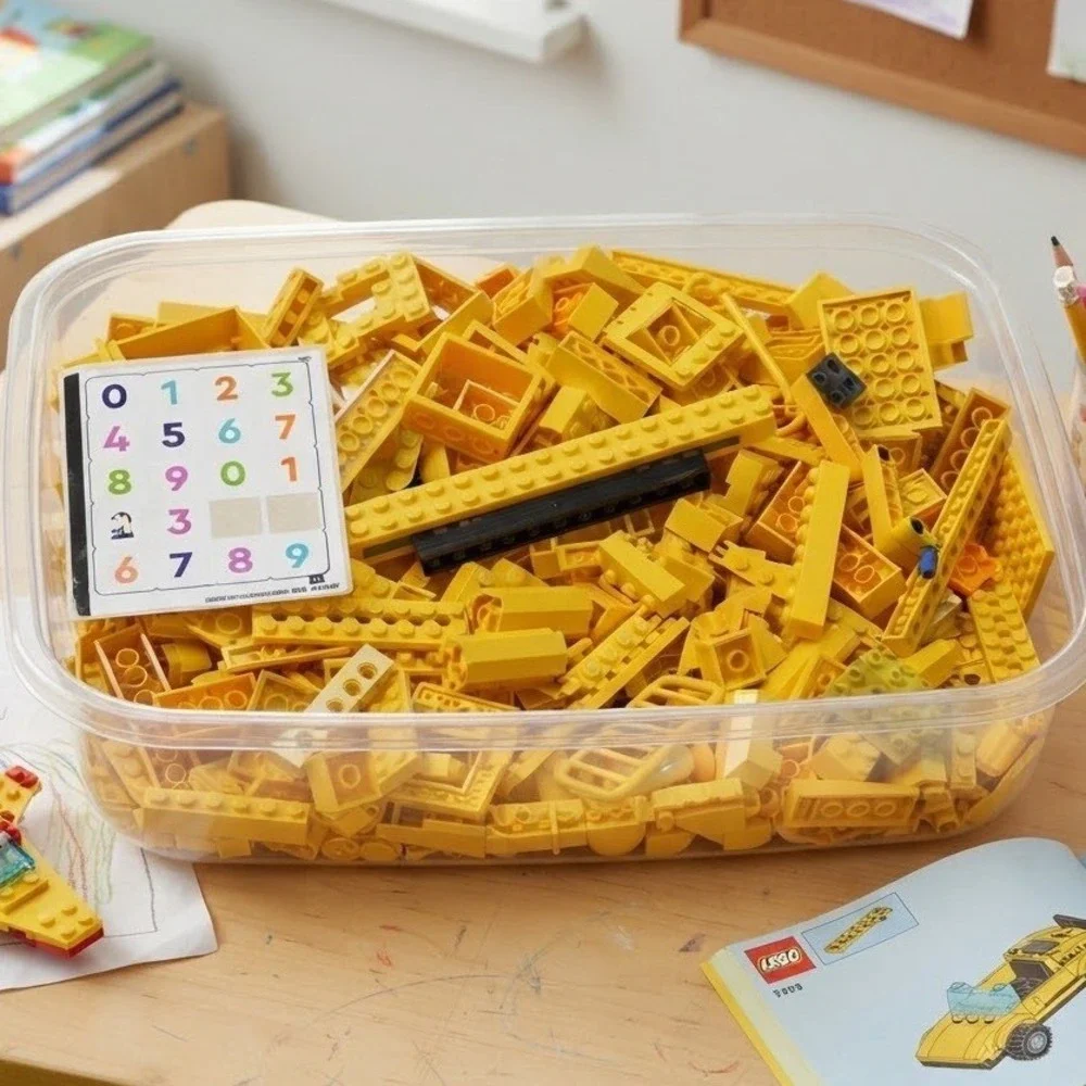 LEGO Bulk Lot Yellow Bricks Plates Pieces 2.14lb Assortment
